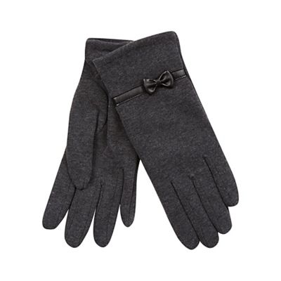 Classic bow detail glove in grey